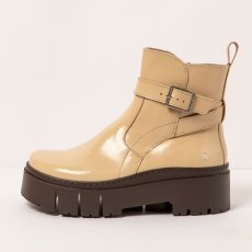 Kotníčkové boty na platformě#1795 NAPPA SHINNY CHAMPAGNE / LEEDS