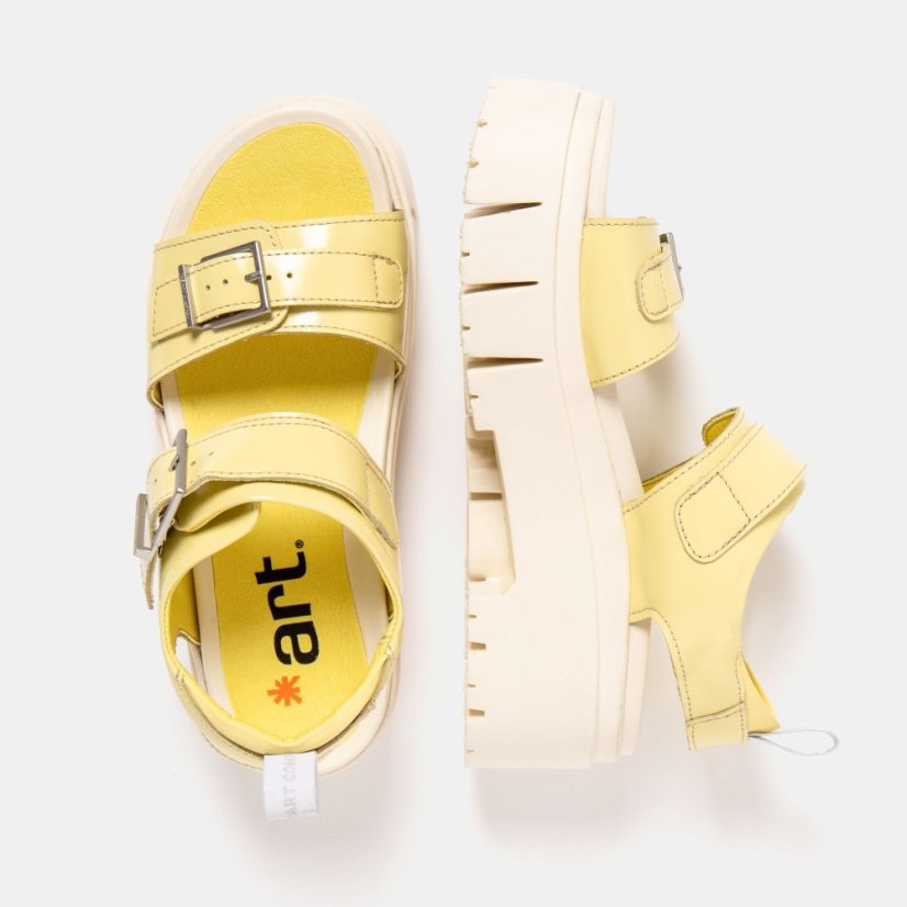 Dámské sandály na platformě LEEDS#2041 NAPPA SHINNY PALE YELLOW / LEEDS