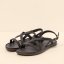 Dámské kožené sandály#N5694 SOFT NAPPA BLACK / TULIP