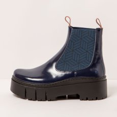 Kotníkové boty na platformě#1766 NAPPA SHINNY NAVY-FLAMINGO / LEEDS