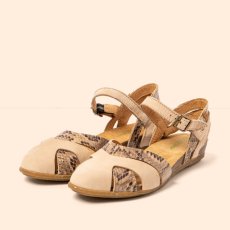 Dámské kožené sandály STELLA#N5207S NOBUCK-SNAKE BEIG/ STELLA