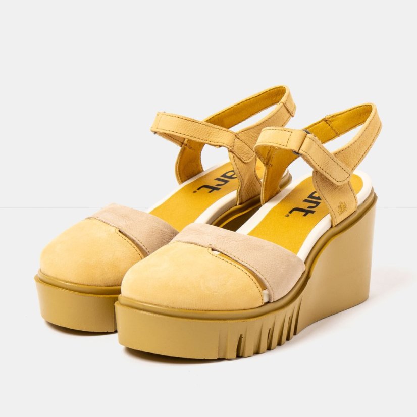 Dámské sandály na klínku CATANIA#2083 NOBUCK HONEY-CREAM/ CATANIA