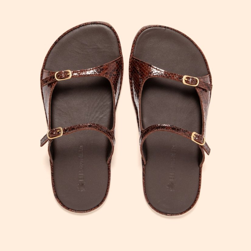 Dámské barefoot pantofle BARE#N5684 SNAKE CHOCOLATE/ BARE SANDALS