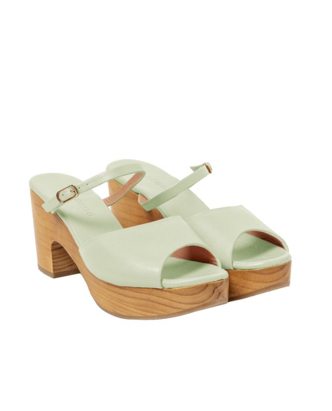Designové dámské pantofle#S3273 NAPPA PASTEL GREEN/ ST.LAURENT SANDAL