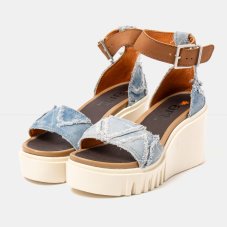 Dámské riflové sandály na klínku CATANIA#2085S JEANS DENIM-CUERO/ CATANIA