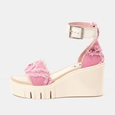 Dámské riflové sandály na klínku CATANIA#2085S JEANS PINK-CREAM/ CATANIA