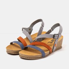 Dámské sandály na klínku I LIVE#1930 MULTI DENIM-DARK ORANGE/ I LIVE