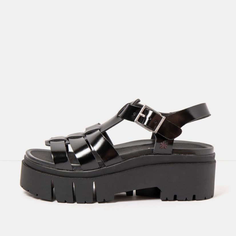Dámské sandály na platformě LEEDS#2042 NAPPA SHINNY BLACK / LEEDS