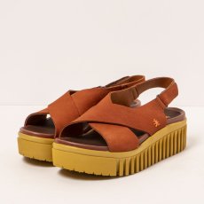 Dámské sandály na platformě BRIGHTON#1574 NOBUCK DARK ORANGE/BRIGHTON