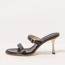 Elegantní pantofle na podpatku#S3194 NAPPA BLACK/ ALBANA