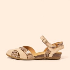 Dámské kožené sandály STELLA#N5207S NOBUCK-SNAKE BEIG/ STELLA
